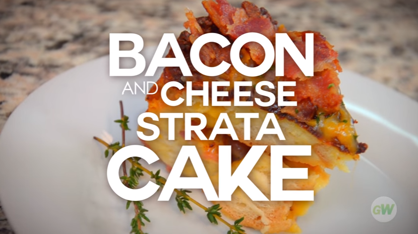 Air Fryer Bacon Cheese Strata Cake