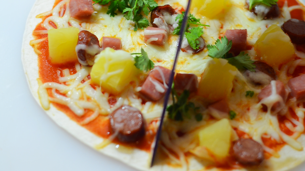 Air Fryer Hawaiian Tortilla Pizza