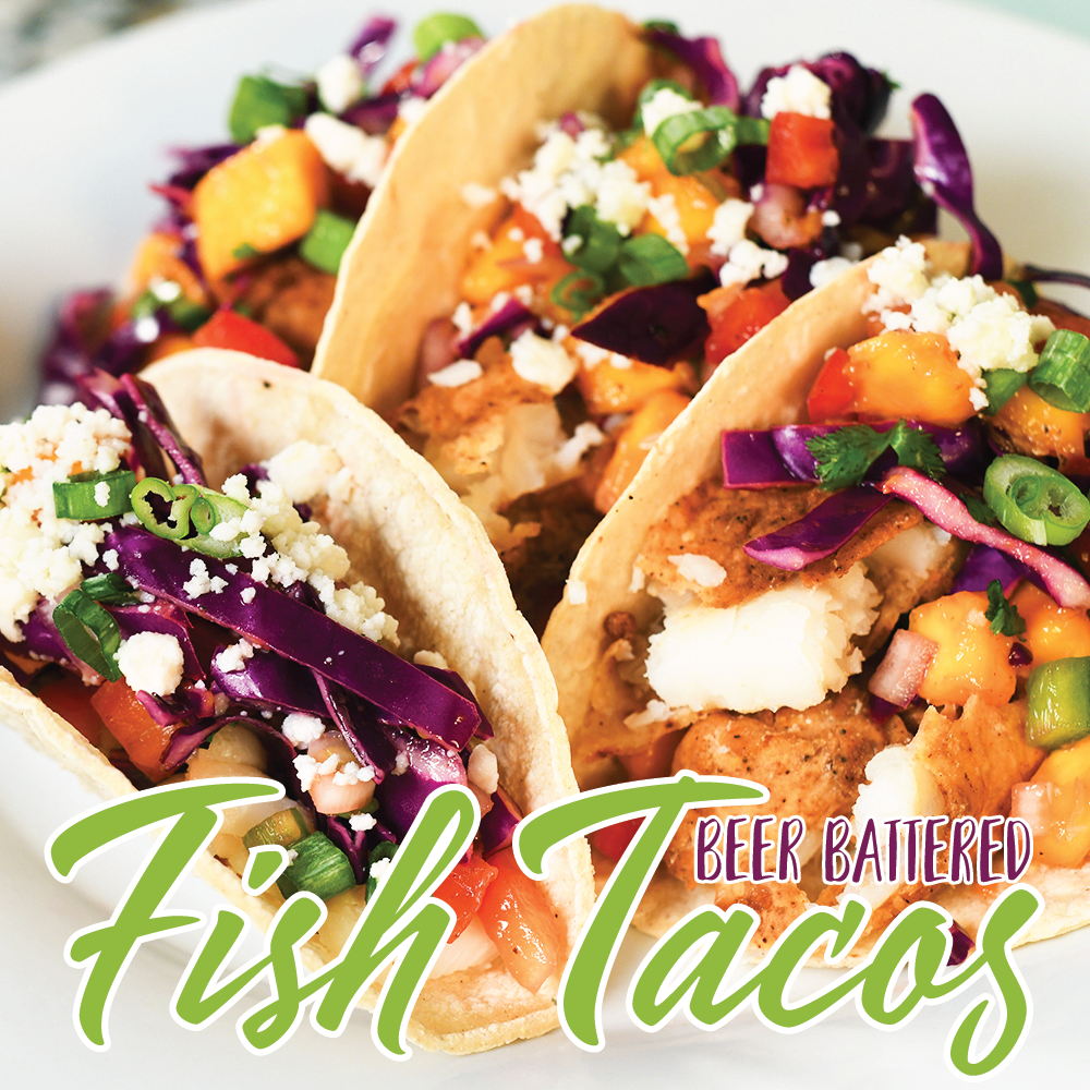 Air-Fried Beer Battered Fish Tacos with Mango Salsa Recipe