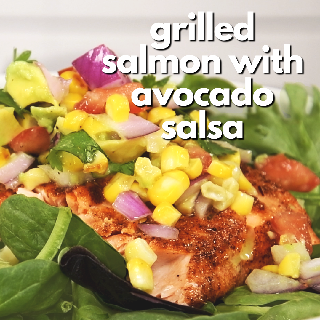 Air Fryer Oven Grilled Salmon with Avocado Salsa Recipe