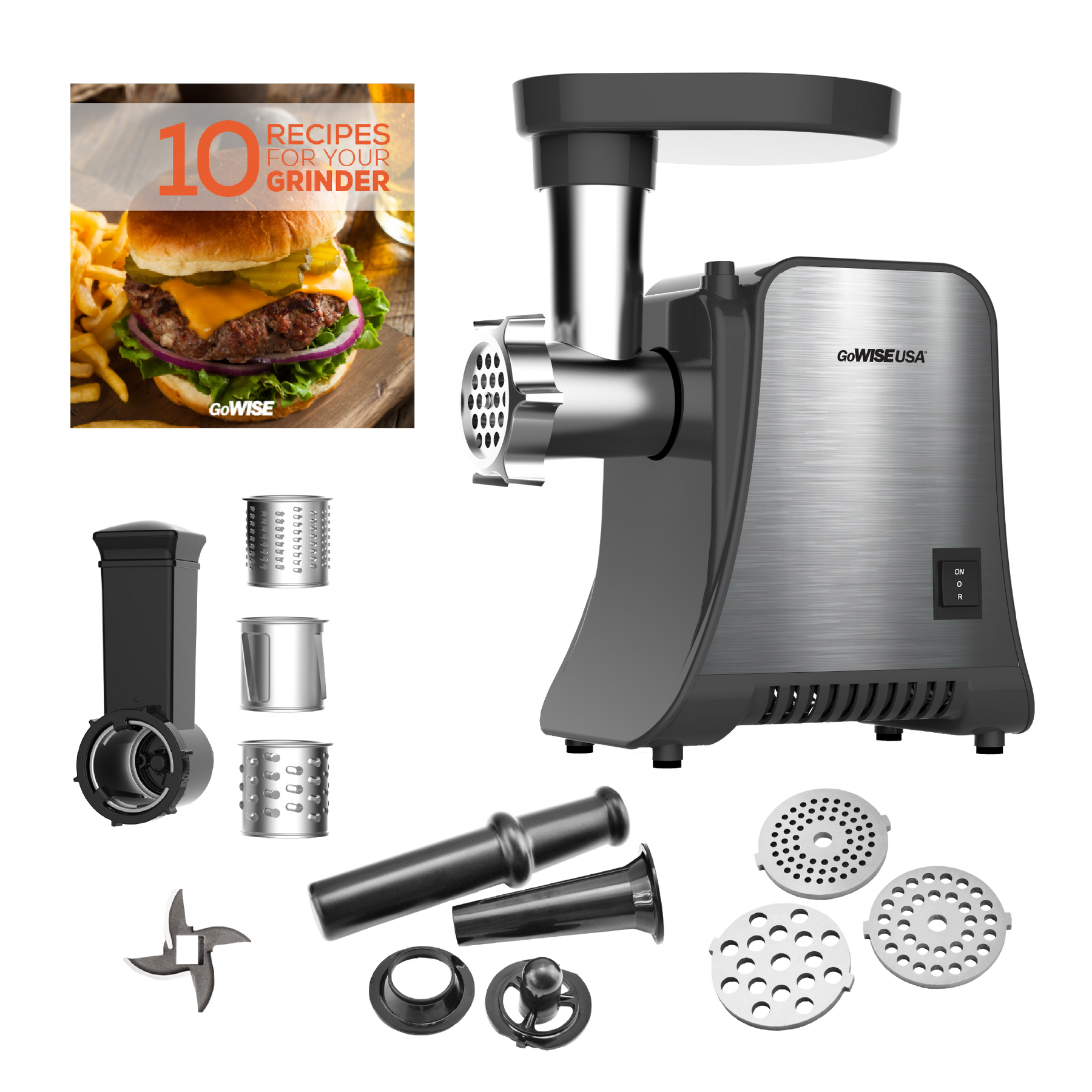 4-in-1 Electric 800-Watt Meat Grinder & Food Processor