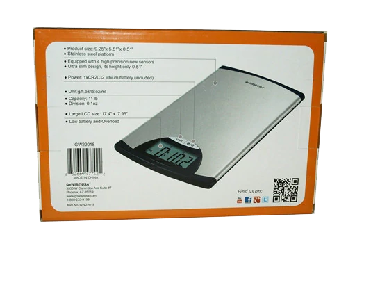 Digital Kitchen Food Scale, Stainless Steel, GW22018