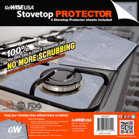 Non-Stick Stovetop Protector Sheets, 4-pack - GoWISE USA